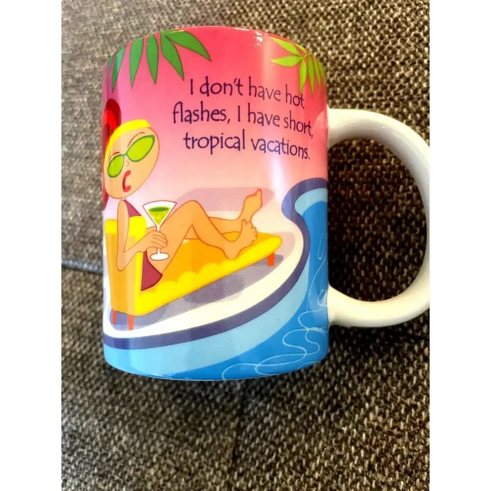 New Cape Shore set of 2 funny tropical coffee mugs colorful novelty cups